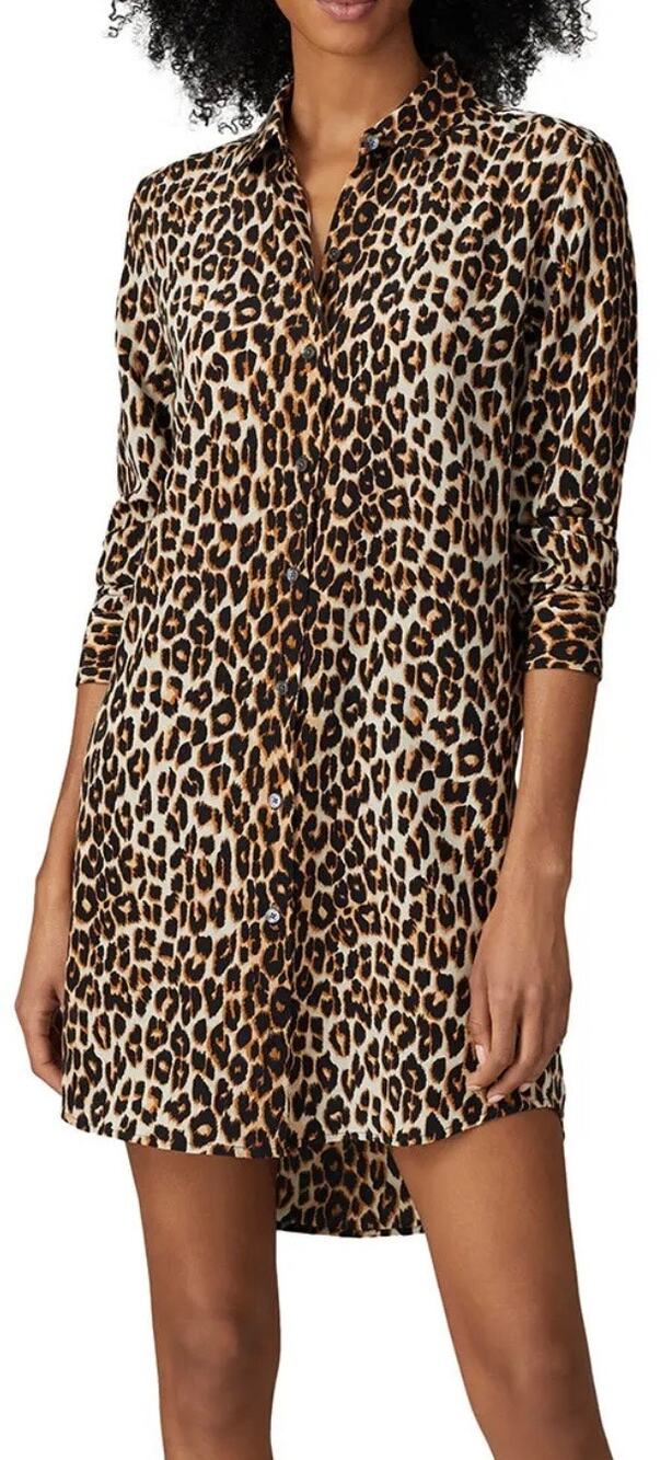 Equipment Femme Essential Leopard Silk Shirt Dress S